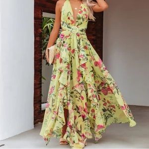 Paradise Bound Floral Cutout Maxi Dress